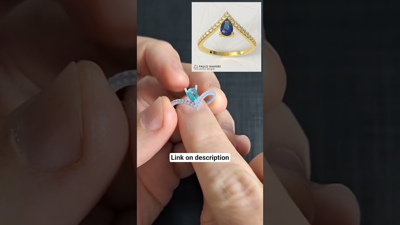 Pear Gemstone Ring - Testing the gem on prototype #ring #stl #gemstone #jewelry #printable #design