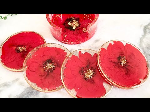 Resin Tray and Coaster Set With Real Dried Flowers Resin Art