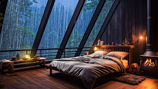 Heavy Rain Sound, Thunder, Howling Wind on Window in Foggy Forest - Heavy Rain for good sleep