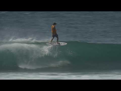 Ozzy Wrong surfing his "Space Hawk" Twin Fin