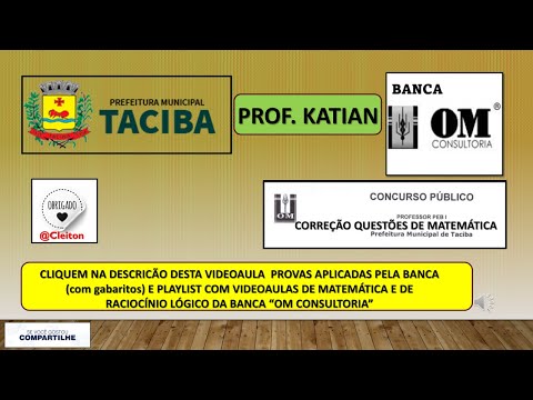 OM CONSULTORIA - Prefeitura Municipal de Taciba/SP - Prova cargo de Professor Peb I - #profkatian