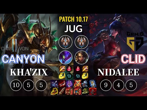 DWG Canyon Kha'Zix vs GEN Clid Nidalee Jungle - KR Patch 10.17