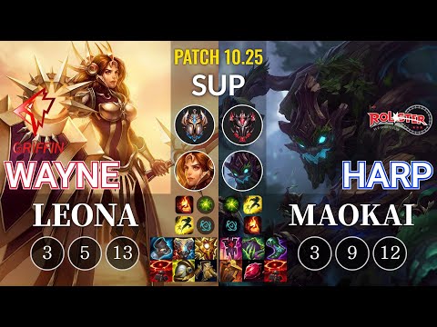 GRF Wayne Leona vs KT Harp Maokai Sup - KR Patch 10.25
