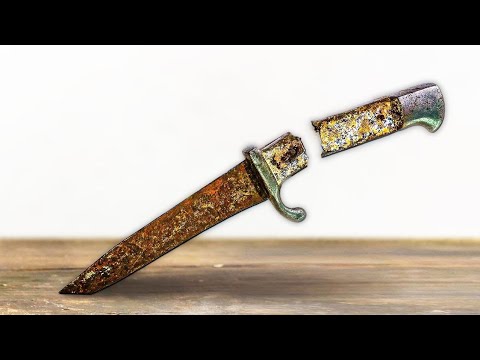 Rusty Bulgarian Knife - Broken Handle Restoration part2