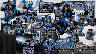 Design a Grad Party Automation AI Backdrop Favors Water Bottle Chip Bags Canva Photoshop