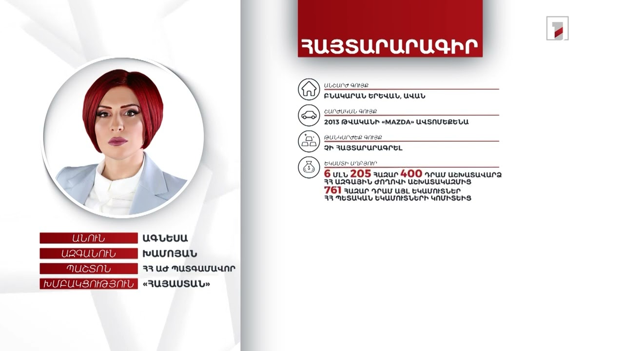 Բնակարան, 6 մլն 610 հազար դրամ. ՀՀ ԱԺ պատգամավոր Ագնեսա Խամոյանի հայտարարագիրը