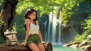 Soft Waterfall Sounds 🌿 Forest Vibes & Relaxing Lofi for Calm Focus and Inner Peace