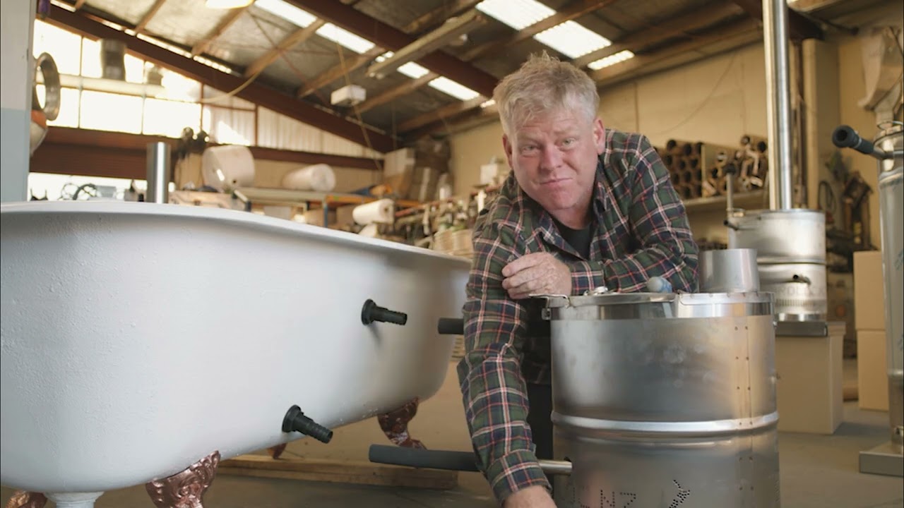 Wood Fired Bath Heater Connecting the hoses