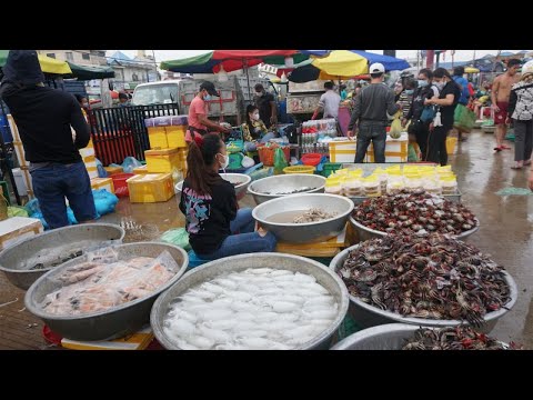 Morning Fish Market at Phsa Chhbar Ampov -  Fish Market Scenes @Chhbar Ampov Bridge in The Morning