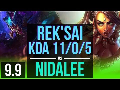 REK'SAI vs NIDALEE (JUNGLE) | KDA 11/0/5, Legendary | Korea Challenger | v9.9