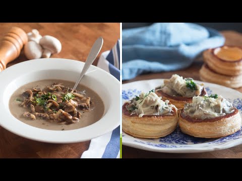 Deux recettes aux champignons , faciles & rapide ! Velouté et vol au vent !