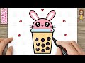 How To Draw A Cute Easy Boba Tea Bubble Chocolate Tea For Kids Step By Step