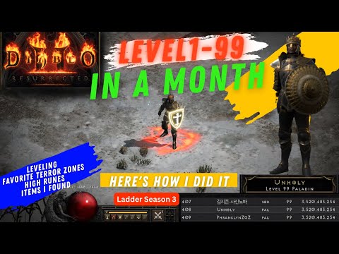 DIABLO 2 RESURRECTED PALADIN LEVEL 1-99 IN A MONTH | LADDER SEASON 3