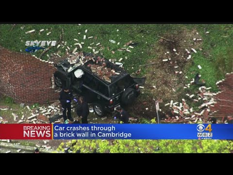 SUV Crashes Through Brick Wall In Cambridge