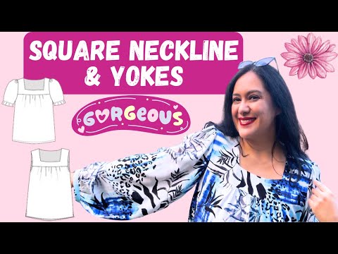 2 GORGEOUS square neckline tops. Bloom (Sinclair patterns). Yoke, gathers & sleeveless burrito.