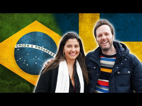 Swedish guy tries to speak Portugese, Brazilian girl tries to speak Swedish - Language challenge