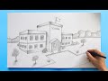 School Drawing | How to draw a school 🏫