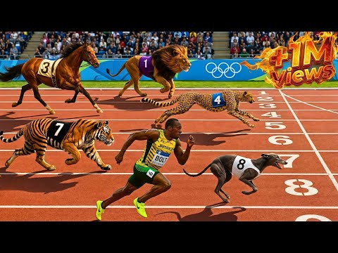 Usain Bolt vs Cheetah & Fastest Animals!🥇 | 100m Race AI Simulator 3D 🏁 | Animal Olympics 🏆