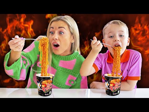 Spicy Noodle Challenge with Gaby and Alex Family