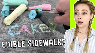 Making a realistic sidewalk chalk CAKE on 100% EDIBLE cement