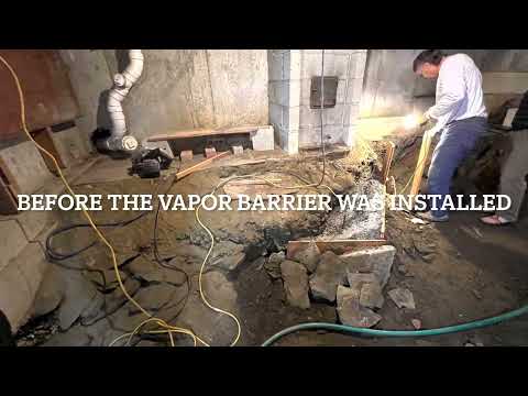 Basement Improvements and Vapor Barrier Installation On Ledge Rock