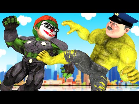 Police Hulk Brave Save Good Nick vs Nickhulk Joker - Scary Teacher 3D Protect City