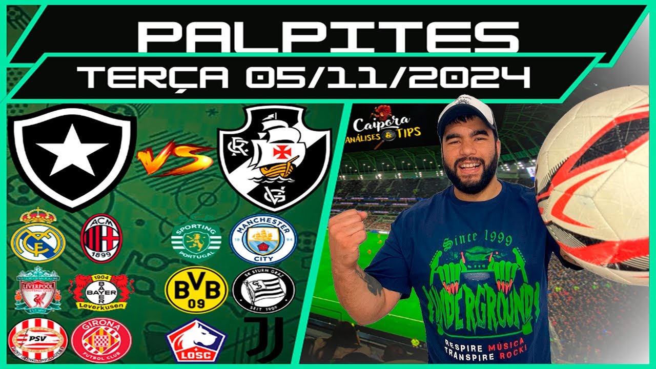 PALPITES DE FUTEBOL PARA 05 11 2024 TERÇA 18 JOGOS + BILHETE PRONTO Caipora Análises e TIPs