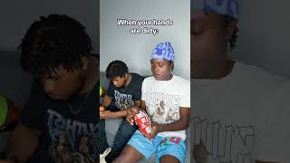 When your hands are dirty 😂 @keviscap2589