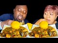 ASMR DELICIOUS OKRA SEAFOOD SOUP AND FUFU AFRICAN FOOD MUKBANG EATING SOUND