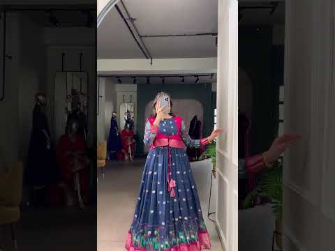 Wine Kalamkari Printed Poly Cotton Gown with Zari Weaving Koti Set