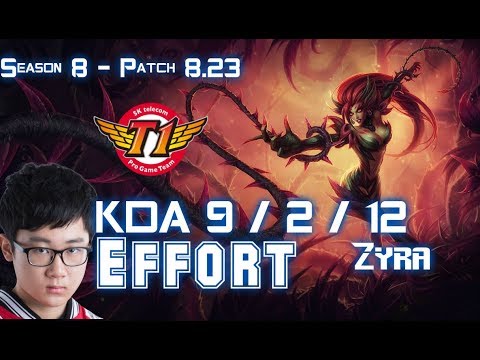 SKT T1 Effort ZYRA vs BRAUM Supp - Patch 8.23 KR Ranked