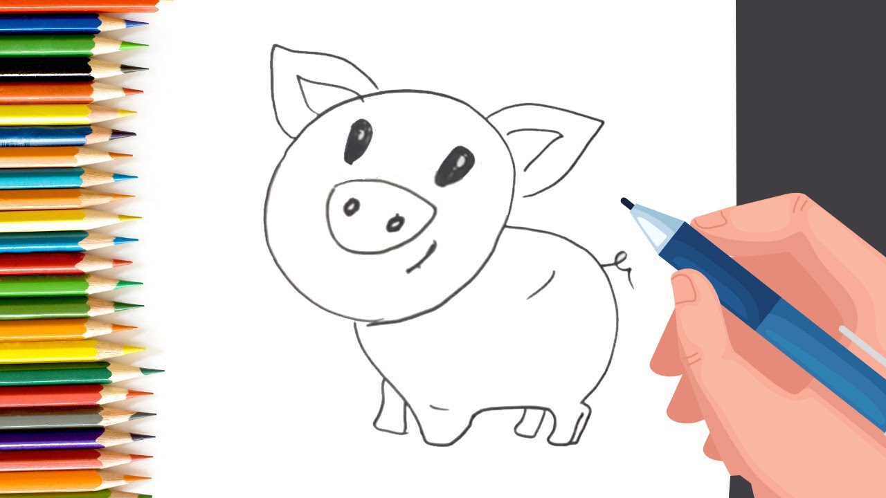 How to Draw easy Pig for Kids