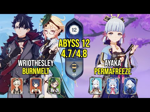 C0 Wriothesley - Emilie BurnMelt & C0 Ayaka Permafreeze | Spiral Abyss 4.8 - 4.7 | Genshin Impact
