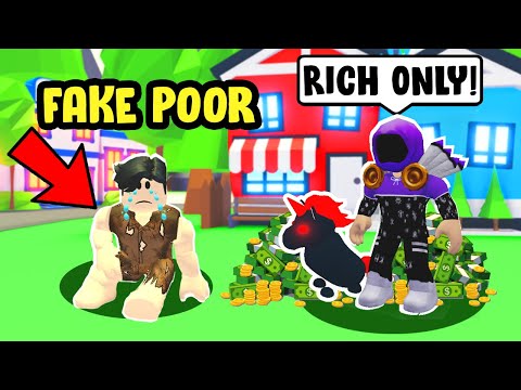 I Faked Being POOR in a RICH ONLY Adopt Me Server (Roblox)