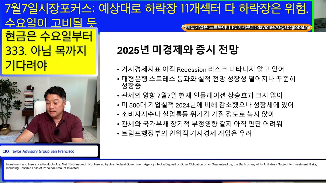 7월7일 시장포커스: 예상대로 하락장 11개섹터 모두 하락은 위험. 수요알아 고비