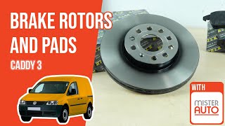 Youtube thumbnail of video "How to replace the front brake rotors and pads Caddy mk3 🚗"