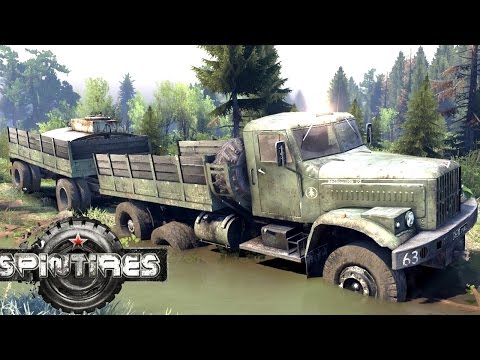 SPINTIRES 2014 - The Coast Map - C 255 Truck + Utility Full Trailer Driving to Pick up Logs