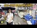 SHOCKING Today Morning NON STOP HEAVY RAIN HITS MANILA CITY PHILIPPINES 4K Walking Tour