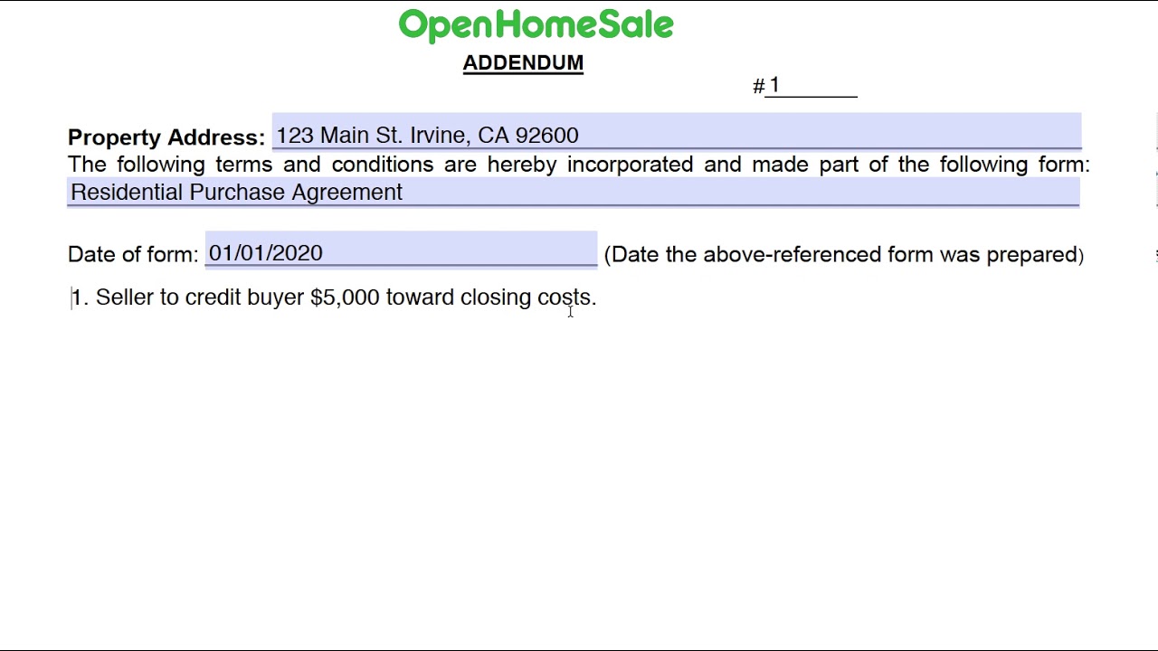 Real Estate Addendum Form (ADM) Tutorial