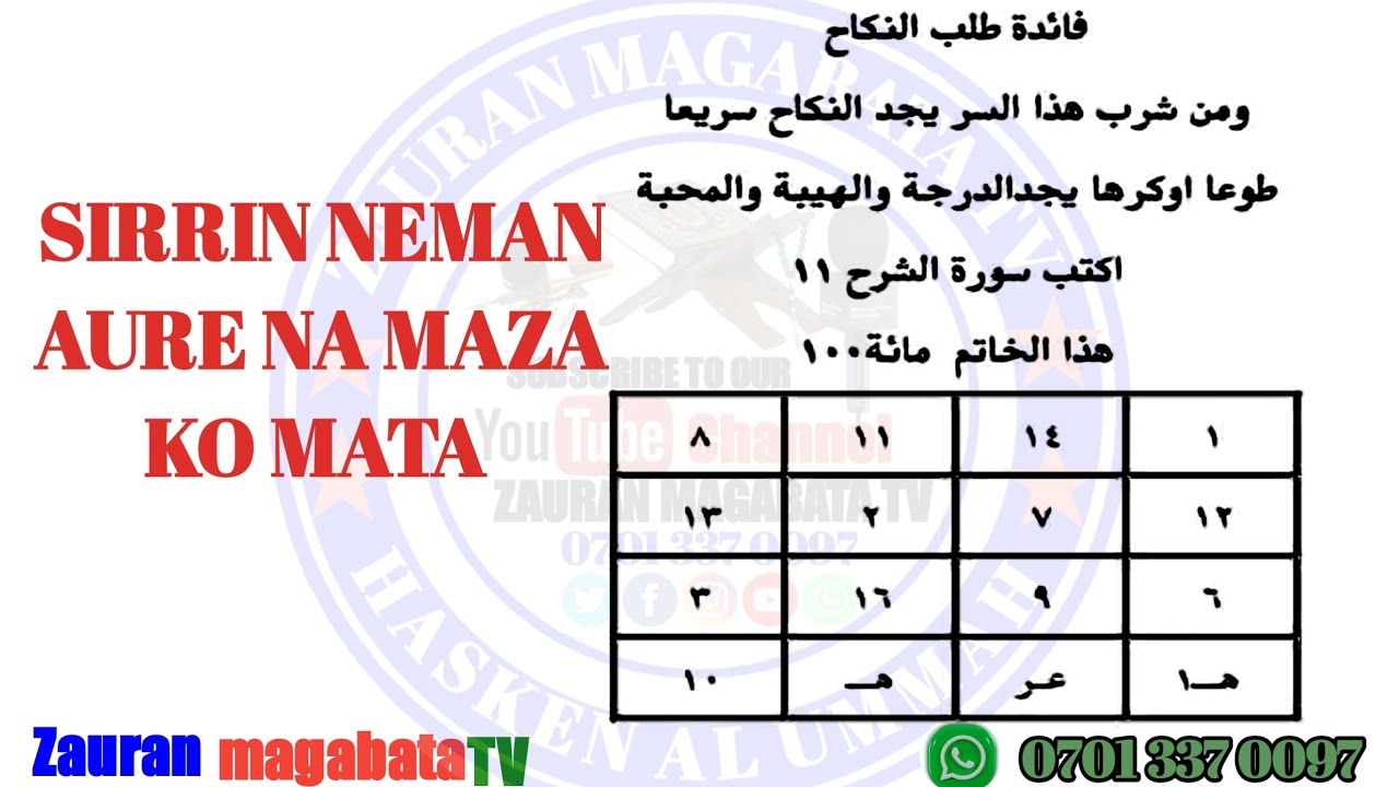 SIRRIN NEMAN AURE NA MAZA KO MATA