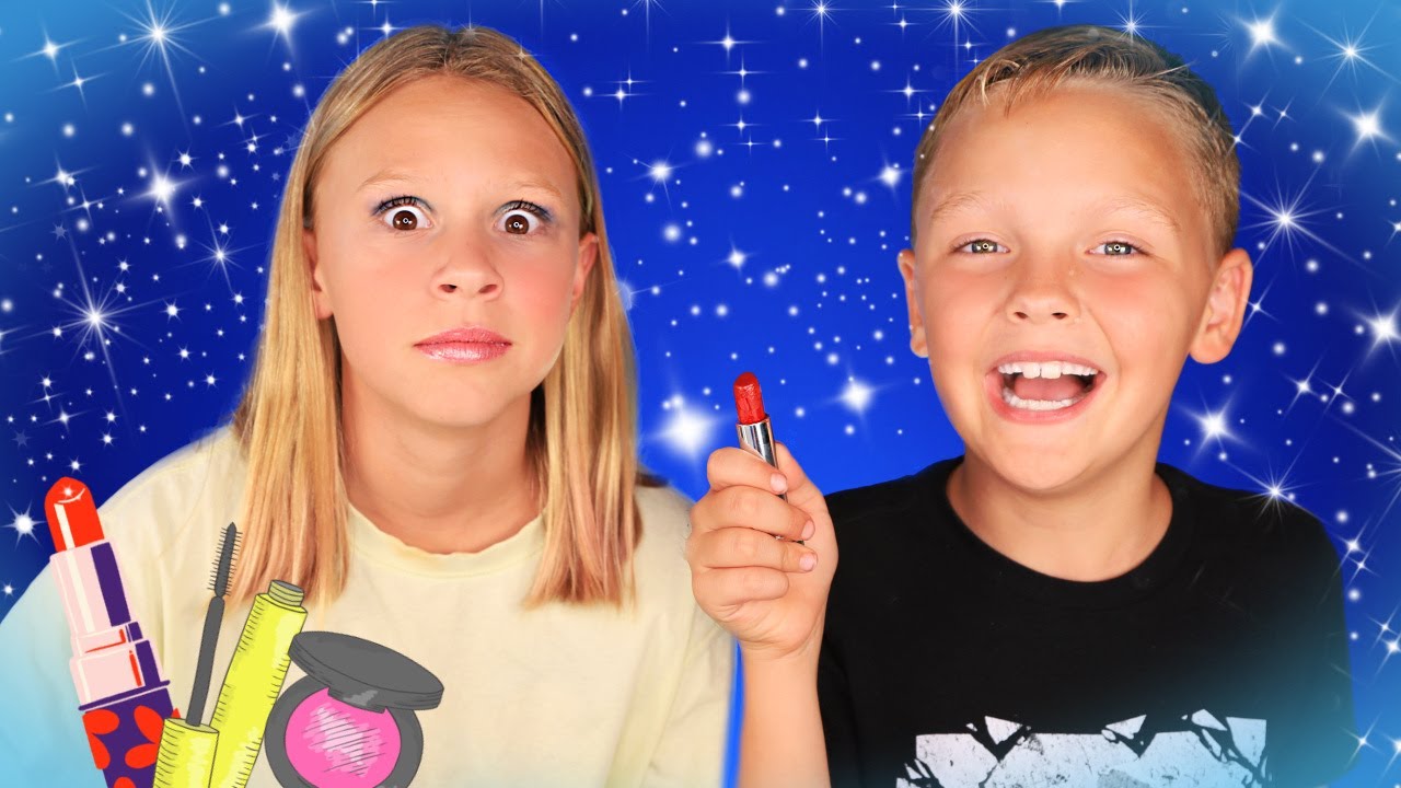 Little Brother Does My Makeup AGAIN! Funny Makeup Challenge