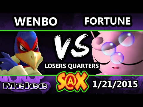 S@X - Wenbobular (Falco, Fox) Vs. Fortune (Jigglypuff) SSBM Losers Quarters - Melee