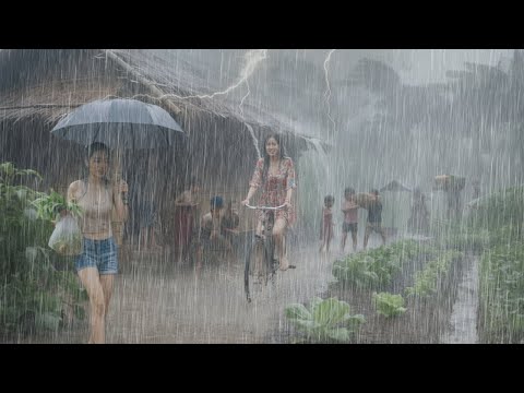CAN YOU SLEEP IN THIS? ⚡ Heavy Rain & Thunder in Indonesian Village 🌧️ Rain Sounds for Sleeping