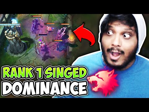 THIS IS WHY YOU DON'T DIVE THE RANK 1 SINGED (1V4 OUTPLAY) - League of Legends