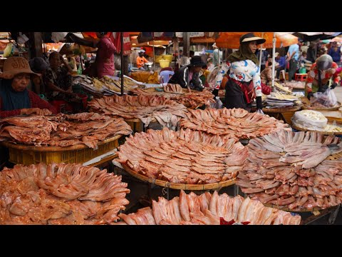 Amazing CAMBODIAN DRY FISH Market – PLENTY Dry Fish, Dry Buffalo, Dry Beef & More Alive Fish