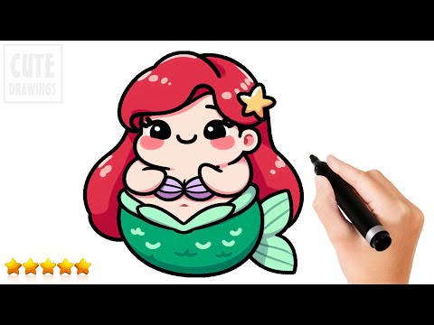 Step by Step: How to Draw Chubby Ariel the Little Mermaid Fat