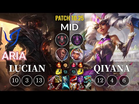 CGA Aria Lucian vs Qiyana Mid - KR Patch 10.25