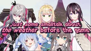 pre game small talk about the weather (Pekora Azki Matsuri Nene Riona EN SUBS)