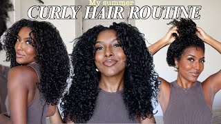 SUMMER CURLY HAIR ROUTINE FOR FRIZZY HAIR!