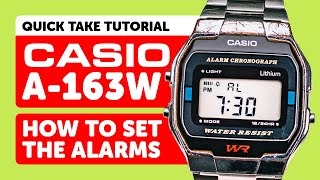 #CASIO A-163 (593) - HOW TO set the DAILY ALARM and HOURLY SIGNAL